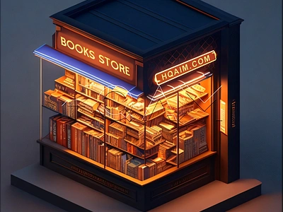 StoryCraft: Illustrated Bookshop Dreamscape 3d book books branding design futuristic design graphic design illustration isometric isometric illustration shop store visual identity