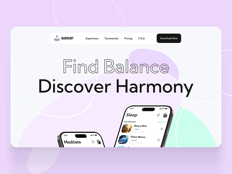 Harmony web design animation branding bright creative designstudio dribbble harmony interface landing page motion graphics ui ux web design