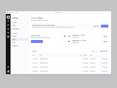 AI Chatbot - Plans Billing Settings billing plan billing plans billing pricing settings billing settings component components details plans plans settings pricing plans pricing settings product design profile profile settings profile upgrade saas settings sidepanel ui ux