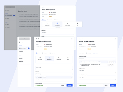 Question bank desktop assesment desktop education flow question bank teacher tool ui ui design ux ux design workflow