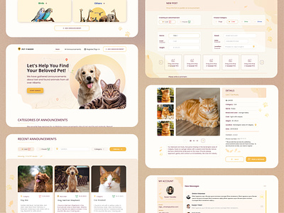 Pet Finder web service landing page lost pet natural colors pet finder pet lover ui user interface uxui uxui design web design web service