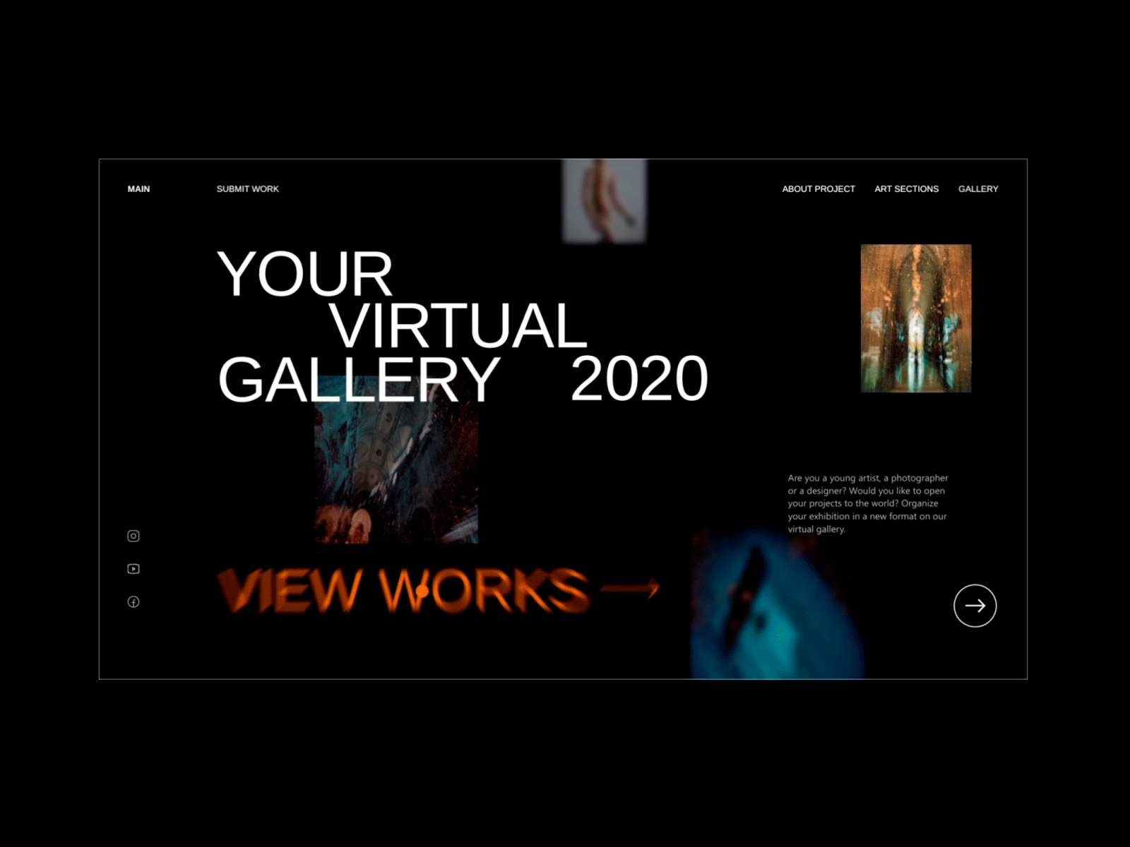 Website for a Art gallery animation art branding communicate design design gallery graphic design interface motion graphics site site design ui ux virtual vr web web design