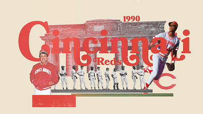 The 1990 Reds baseball collage editorial illustration