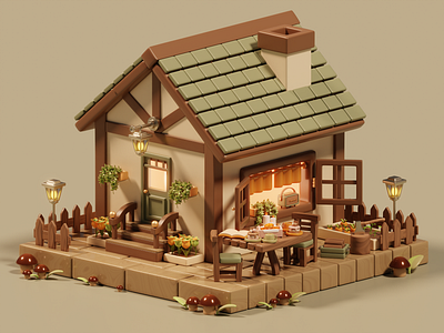 Cozy Autumn 3D Courtyard 3d 3d illustration 3d modeling 3d room 3d scene b3d blender blender cycles blender3d cadroon character cartoon 3d graphic design illustration isometric room isometric scene motion graphics