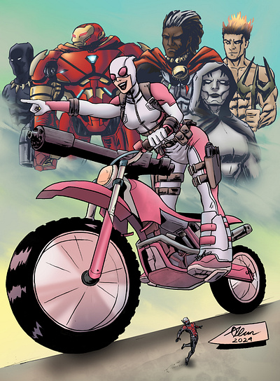 Gwenpool and Friends artist artwork character character illustration comic artist comic book comic style comics cover cover layout deadpool drawing editorial gwenpool illustration marvel publisher scifi sketch team up