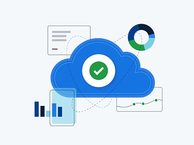 Data Cloud Illustration astrato bar chart blog blog header charts cloud data data cloud data visualization graphic design illustration michael waite mike waite pie chart tech vizlib