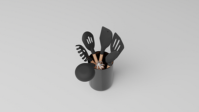 3D modeling of kitchen cutlery set. 3d 3d modeling blender design graphic design project