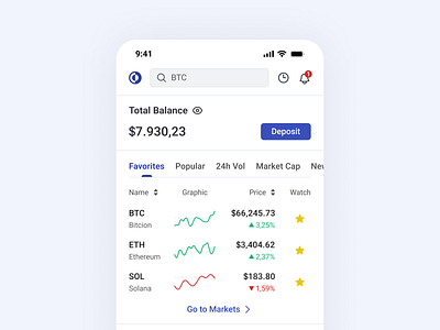 Homepage Design for Cryptocurrency Exchange App app bitcoin btc crypto currency desigm exchange figma finance fintech homepage stock ui ux