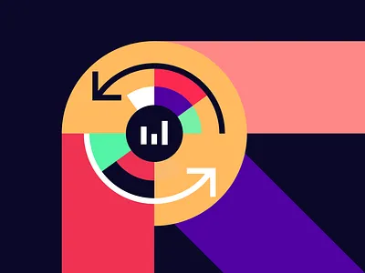 BLOG - The Importance of Closing the Analytics Loop arrows astrato bar chart bi blog blog illustration brand brand illustration branding business intelligence charts colours data data visualization illustration michael waite mike waite pie chart vizlib wheel