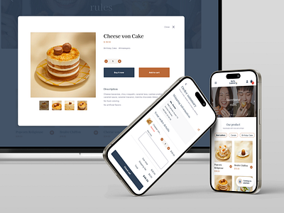 Ordering mobile app and web app for a French bakery add to cart android app interface bakery button cake check out interface ios mobile mobile app order summary ordering payment product design shop ui ux web app