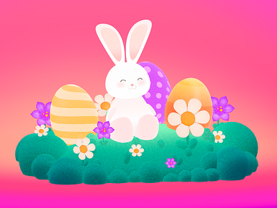 3D Easter Bunny & Nature Scene 3d easter pack 3d illustration