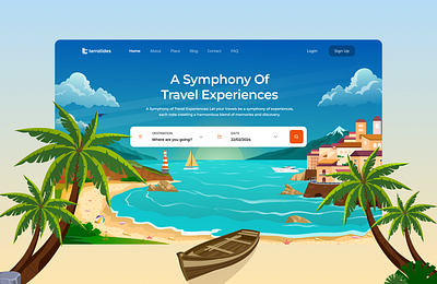 Flight Booking Airlanes : Landing page ✈️🏖️ airlanes beach boat branding cloud flight flight booking flight booking page graphic design landing page logo moutain rock tree ui web design