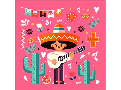 Boy Playing the Guitar Cinco De Mayo Festival Illustration boy celebration cinco de mayo clipart culture custom dance festival fiesta folklore food guitar holiday illustration mexican mexico music parade play tradition