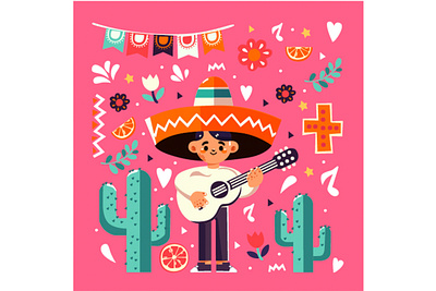 Boy Playing the Guitar Cinco De Mayo Festival Illustration boy celebration cinco de mayo clipart culture custom dance festival fiesta folklore food guitar holiday illustration mexican mexico music parade play tradition