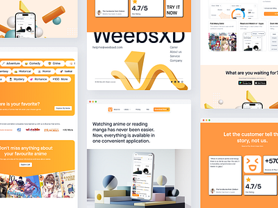 Weebsxd - Landing Page animation anime bold branding cartoon design graphic design illustration landing page logo motion graphics orange ui ux website weeb