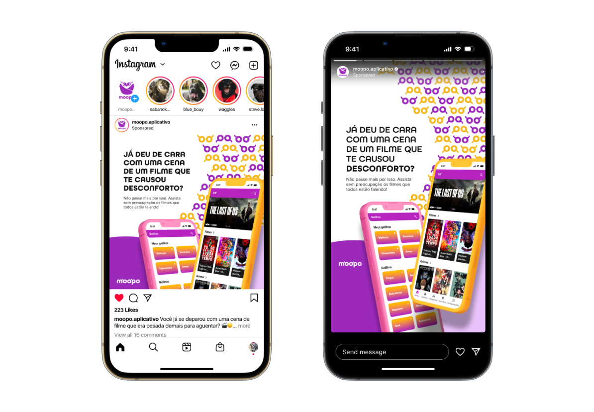 Moopo - Instagram Posts ad app branding design graphic design logo social media typography ui ux