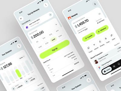 Neopay - Financial Wallet Mobile App app bank banking card clean design finance fintecth mobile top up transfer ui uiux ux wallet