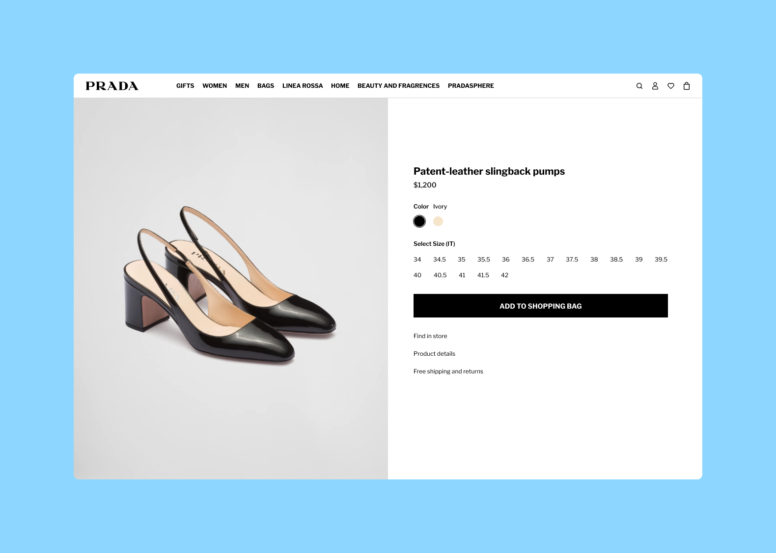 Prada Product Page / UI Recreation animation luxury ui design product page ui ui design ui video video
