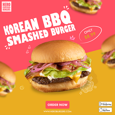 Korean BBQ Smashed Burger burger design