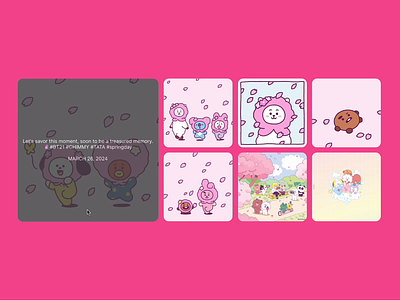 Line Friends Instagram Bento Posts / UI Recreation animation bt21 bts daily ui line friends ui ui challenge ui design ui recreation ui ux