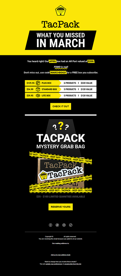 TacPack Promotional Email email email design mailchimp promo promotional email tacpack