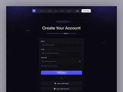Sign Up Page blog collaboration create account form builder get started login pricing saas saas website sign in sign up social media team