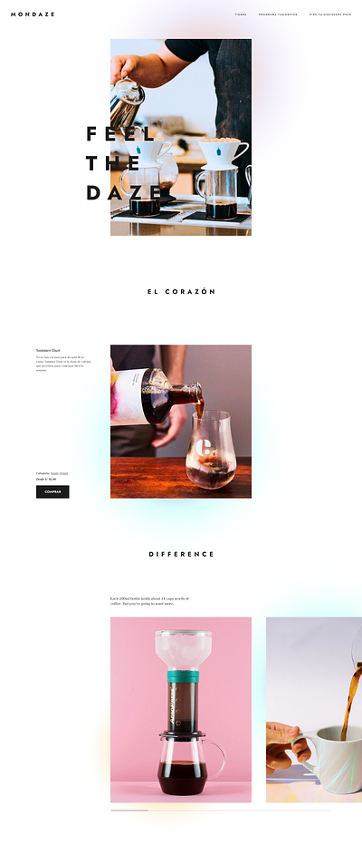 Mondaze Coffee web coffee design interaface layout minimal ui ux web webdesign white