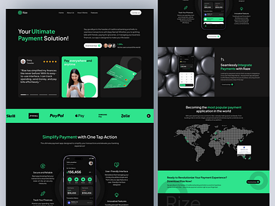 Rize - Payment Landing Page app design designapp exploration fintech fintechapp homepage landing landingpage mobileapp payment paymentapp payroll ui uidesign ux web