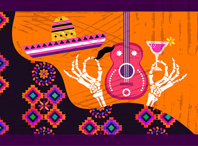 Happy Cinco de Mayo cinco de mayo design ghost graphic design guitar holiday illustration mexican mexico patterns print sombrero vector