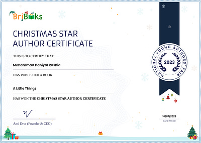 Christmas Star Author Certificate Bribooks present app branding certificate design graphic design schools ui ux website