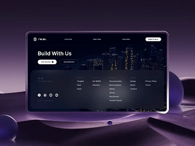 Re.al landing page design by Milkinside alive background blockchain branding city crypto day landing logo motion navigation night realestate slide slider ui ux web website white