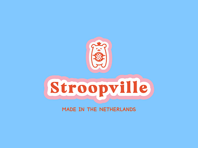 Stroopville / Logo bar bear cake cartoon character logo coffee cookie cooking cute fitness fluffy pancake graphic design logo netherlands pancake pink protein cookie restaurant stroopwafel waffle