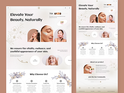 Skincare products landing page | Cosmetic product beauty beauty care beauty product beauty website beautyshop care clean cosmetics ecommerce home page landingpage modern personal care product page design skin skin care ui uiux web website