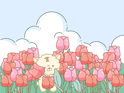 A pleasant spring day with flowers 2d branding flat illustration logo