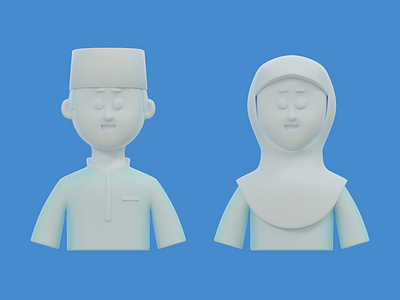 Muslim Avatar Couple👳👳‍♀️☪️ - Clay Render 3d 3d icon 3d illustration avatar branding character clay couple moslem muslim ramadhan