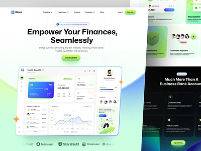 Wove - Digital Banking branding dashboard design desktop figma finance illustration modern saas typography ui uiux ux vector web webdesign website