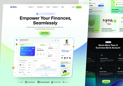 Wove - Digital Banking branding dashboard design desktop figma finance illustration modern saas typography ui uiux ux vector web webdesign website