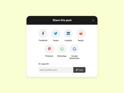 Share Dialog Popup clean fontawesome icons link modal popup share share dialog simple ui