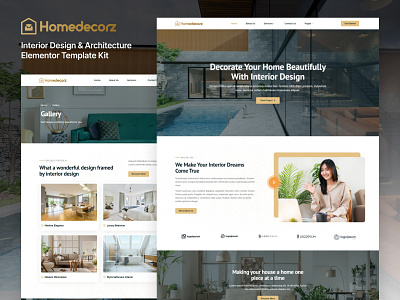 Homedecorz Interior Design & Architecture Elementor Template kit branding graphic design ui