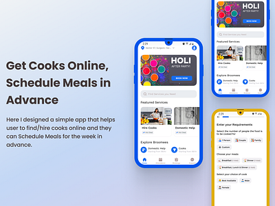 Hire Cooks Online App appdesign appui design designer figma freelance freelancedesigner landing page mobile product design ui uidesign ux webdesign