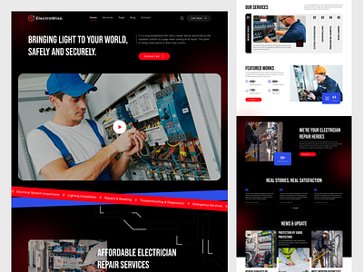 Electrical Services Web Design clean website design electrical electrical services electrician elementor engineering home page homepage landing page services ui uiux ux web web design website websitiedesign