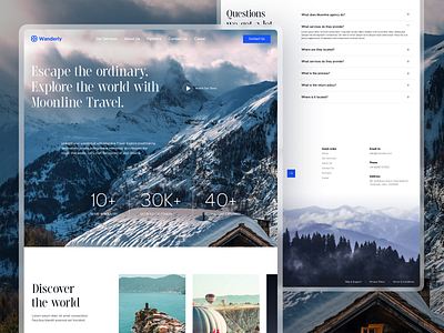 Wanderly Travel Agency - Website Redesign travel travel agency ui design ux design web design