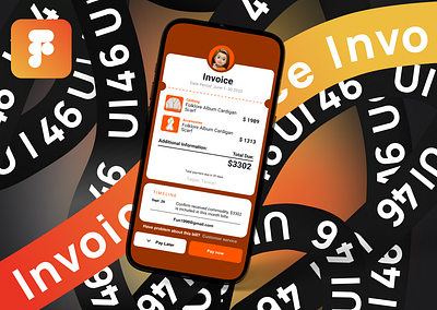 UI 46_Invoice app dailyui dark mode figma invoice orange ui ui 46