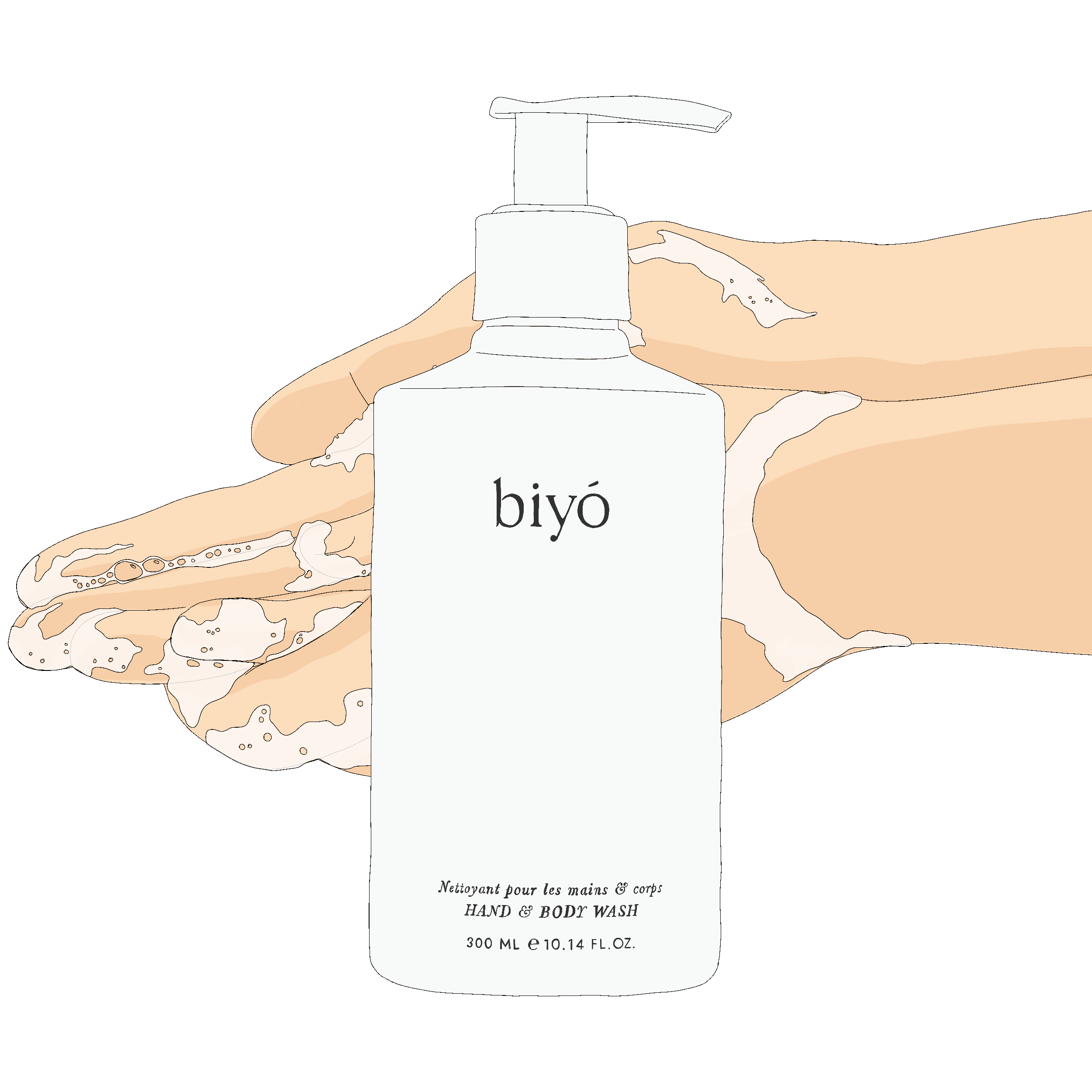 Biyo animation beauty clean cosmetics gif graphic design hands illustration kitsch line art procreate skincare soap