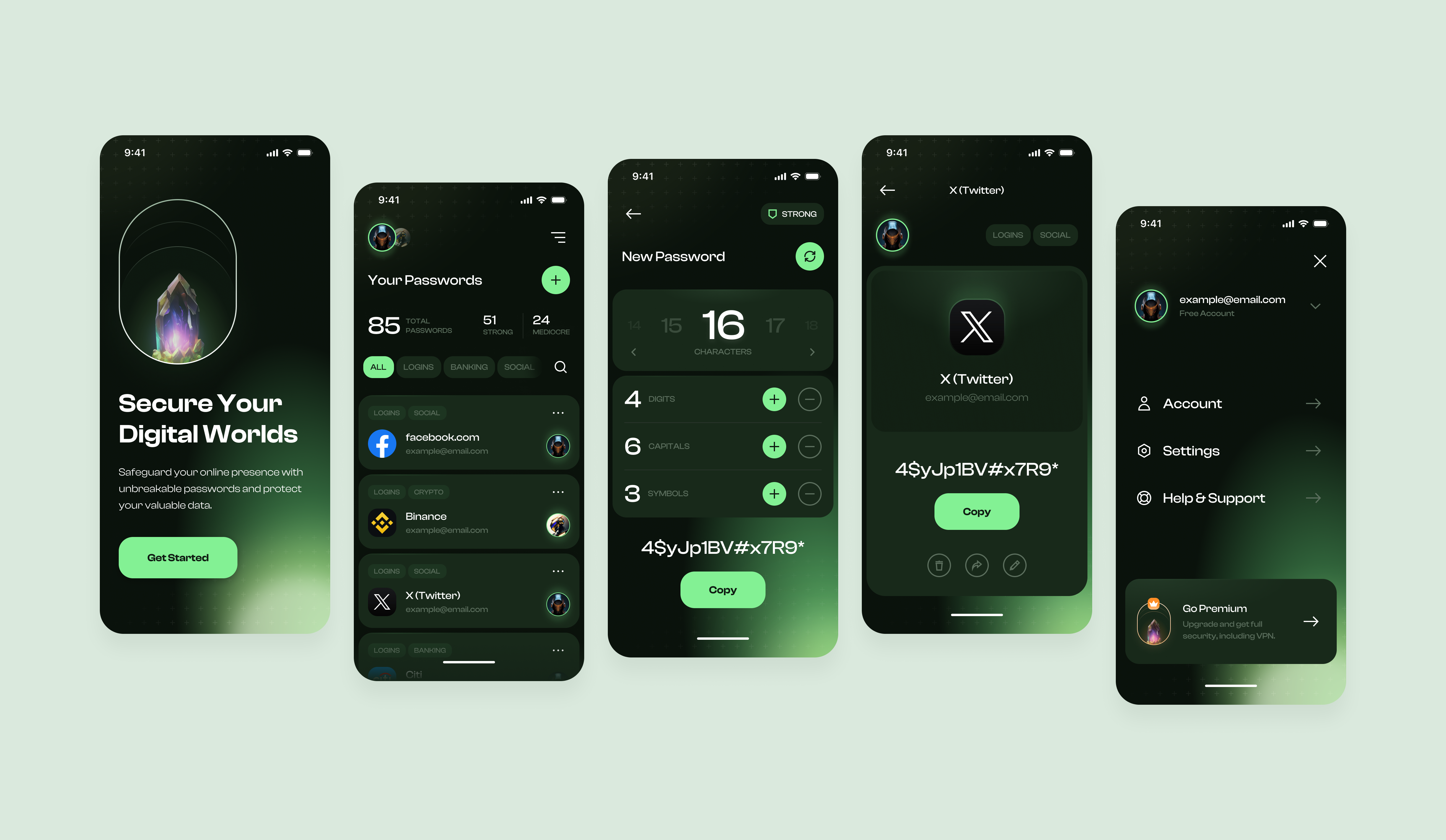 Password Generator Mobile App - Dark Mode iphone app iphone app design mobile app mobile app design mobile app ui mobile app ux mobile password generator app password app password generator app ui design ux design