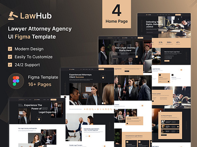 LawHub - Lawyer Attorney Agency Ul Figma Template agency attorney product design