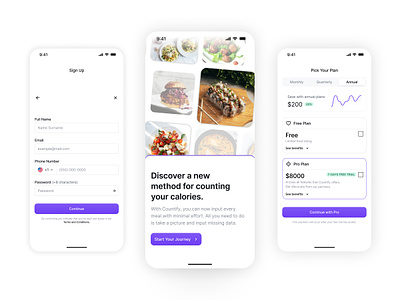 Countify - calorie counter align align ui calorie design design system home ios minimal minimal clean mobile mobile design native onboarding paywall sign up ui user interface ux