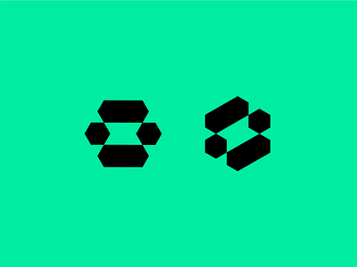 Hex + bolt abstract bolt branding concept cube dogotal double meaning hex logo mark negative space simple unused