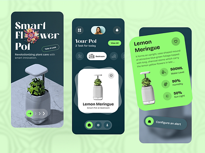 Smart Flower Pot App Design automation flower pot app design iot mobile app design plant monitor app smart flower pot smart home smart pot app design ui design ux