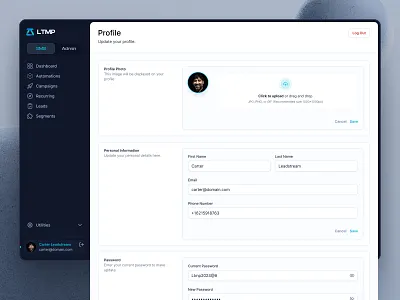 Profile Settings account account settings app design app ui dark sidebar dashboard edit profile product design profile profile edit profile settings setting settings settings page ui user user profile web app web app design web application